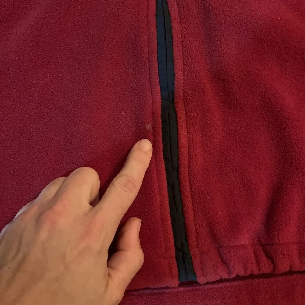 Eddie Bauer Jacket Men L Red Vintage Fleece Vest Full Zip USA‎ Polartec